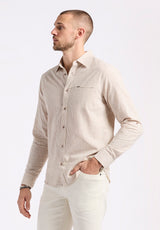 Buffalo David Bitton Simbio Men's Long-Sleeve Linen Blend Striped Fitted Shirt Color WOODSMOKE