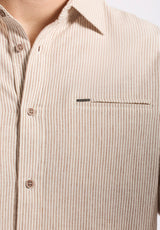 Buffalo David Bitton Simbio Men's Long-Sleeve Linen Blend Striped Fitted Shirt Color