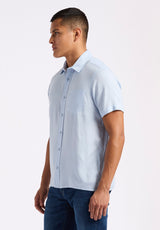 Buffalo David Bitton Sirilo Men's Fitted Short Sleeve Shirt Color HALOGEN BLUE