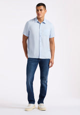 Buffalo David Bitton Sirilo Men's Fitted Short Sleeve Shirt Color HALOGEN BLUE