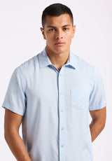 Buffalo David Bitton Sirilo Men's Fitted Short Sleeve Shirt Color HALOGEN BLUE