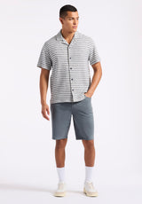 Buffalo David Bitton Koddy Men's Short-Sleeve Striped Jersey Button-Up Relaxed Fit Shirt Color MIDNIGHT BLUE