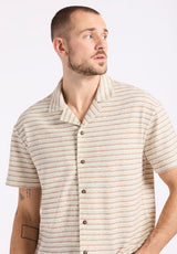 Buffalo David Bitton Koddy Men's Short-Sleeve Striped Jersey Button-Up Relaxed Fit Shirt Color WOODSMOKE