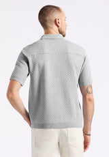Buffalo David Bitton Willow Men's Short Sleeve Jacquard Jersey Button-Up Sweater Color HEATHER GREY