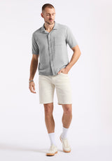 Buffalo David Bitton Willow Men's Short Sleeve Jacquard Jersey Button-Up Sweater Color HEATHER GREY