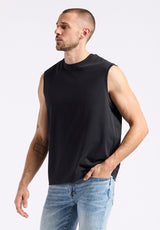 Buffalo David Bitton Kingster Men's Sleeveless Crew Neck Relaxed Fit Jersey Tank Top Color BLACK