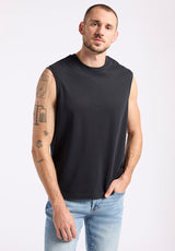 Buffalo David Bitton Kingster Men's Sleeveless Crew Neck Relaxed Fit Jersey Tank Top Color BLACK