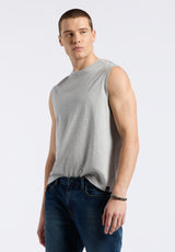 Buffalo David Bitton Kingster Men's Sleeveless Crew Neck Relaxed Fit Jersey Tank Top Color HEATHER GREY