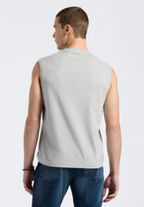Buffalo David Bitton Kingster Men's Sleeveless Crew Neck Relaxed Fit Jersey Tank Top Color HEATHER GREY