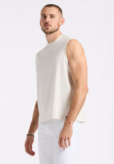 Buffalo David Bitton Kingster Men's Sleeveless Crew Neck Relaxed Fit Jersey Tank Top Color MILK