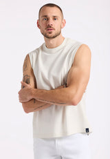 Buffalo David Bitton Kingster Men's Sleeveless Crew Neck Relaxed Fit Jersey Tank Top Color MILK