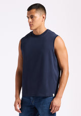 Buffalo David Bitton Kingster Men's Sleeveless Crew Neck Relaxed Fit Jersey Tank Top Color MIDNIGHT BLUE