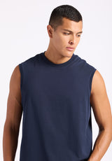 Kingster Men's Sleeveless Crew Neck Relaxed Fit Jersey Tank Top, Midnight Blue - BM24601