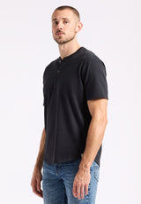 Buffalo David Bitton Kamel Men's Short-Sleeve Jersey Henley Top Color BLACK