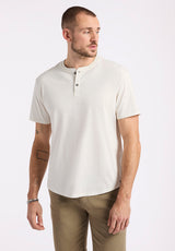 Kamel Men's Short-Sleeve Jersey Henley Top, Milk - BM24602