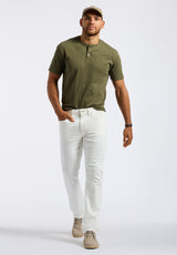 Buffalo David Bitton Kamel Men's Short Sleeve Single Jersey Henley Top Color FERN