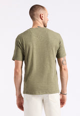 Buffalo David Bitton Kandido Men's Short Sleeve Slub Jersey Relaxed Henley Top Color ARMY GREEN