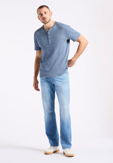 Buffalo David Bitton Kandido Men's Short Sleeve Slub Jersey Relaxed Henley Top Color MIRAGE