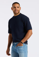 Buffalo David Bitton Kinsley Men's Piqué Crew Neck Relaxed T-Shirt Color MIDNIGHT BLUE