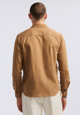 Buffalo David Bitton Simbio Men's Long-Sleeve Linen Blend Fitted Shirt color WOODSMOKE