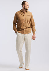 Buffalo David Bitton Simbio Men's Long-Sleeve Linen Blend Fitted Shirt color WOODSMOKE