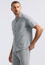 Buffalo David Bitton Salaman Men's Short-Sleeve Striped Camp Shirt color WHALE