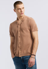 Buffalo David Bitton Wasko Men's Short-Sleeve Button-Up Sweater Polo color WOODSMOKE