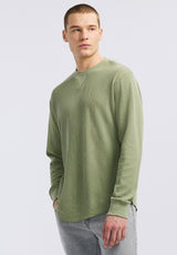 Buffalo David Bitton Kaleb Men's Long-Sleeve Crewneck Top color HEDGE GREEN