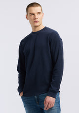 Buffalo David Bitton Kaleb Men's Long-Sleeve Crewneck Top color MIDNIGHT BLUE