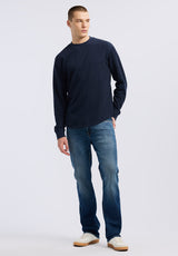 Buffalo David Bitton Kaleb Men's Long-Sleeve Crewneck Top color MIDNIGHT BLUE