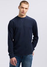 Kaleb Men's Long-Sleeve Crewneck Top, Midnight Blue - BM24624