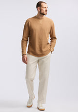 Buffalo David Bitton Kaleb Men's Long-Sleeve Crewneck Top color WOODSMOKE