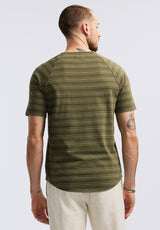 Buffalo David Bitton Klaus Men's Short-Sleeve Striped Henley Top color FERN