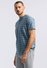 Buffalo David Bitton Klaus Men's Short-Sleeve Striped Henley Top color MIRAGE