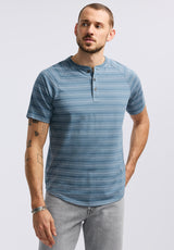 Klaus Men's Short-Sleeve Striped Henley Top, Mirage - BM24630