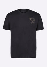 Buffalo Men T-Shirts Black Knit Tees Short Sleeve Regular-Fit Gently Dropped Neckline