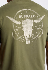 Buffalo David Bitton Toftlund Men's Graphic T-Shirt with Bull Skull Print Color
