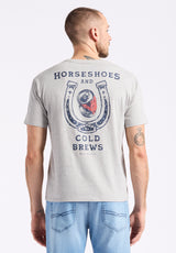 Buffalo David Bitton Tastrup Men's Graphic Tee with Horseshoes Print COLOR Heather Grey