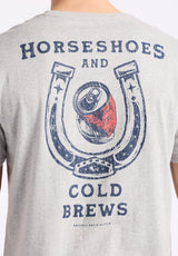 Buffalo David Bitton Tastrup Men's Graphic Tee with Horseshoes Print COLOR Heather Grey