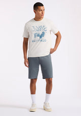Buffalo David Bitton Tison Men's Graphic T-Shirt with Buffalo Print Color MILK