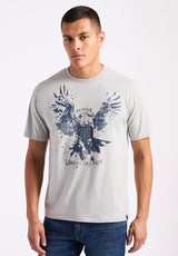 Teagle Men's Graphic T-Shirt with Eagle Print, Heather Grey - BM24647
