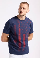 Buffalo David Bitton Talla Men's Graphic T-Shirt with American Flag Print Color WHALE