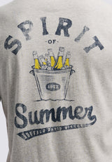 Buffalo David Bitton Thirsk Men's Graphic T-Shirt with Spirit of Summer Print color HEATHER GREY