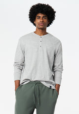 Kandid Men's Long-Sleeve Relaxed Henley Top color HEATHER GREY