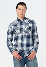 Sierra Men's Long-Sleeve Plaid Shirt color MIDNIGHT BLUE