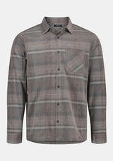 Sinclair Men’s Long-Sleeve Plaid Corduroy Shirt with Chest Pocket color GRAY PINSTRIPE