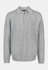 Warren Men's Long-Sleeve Relaxed Sweater Polo color HEATHER GREY