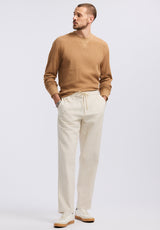 Buffalo David Bitton Pilsen Men's Linen-Blend Straight-Leg Pull-On Pants color MILK