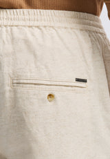 Buffalo David Bitton Pilsen Men's Linen-Blend Straight-Leg Pull-On Pants color MILK