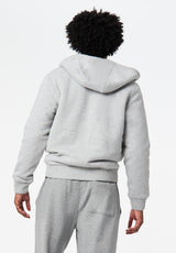 Fasox Men's Relaxed Full-Zip Hooded Jacket with Sherpa Lining color HEATHER GREY